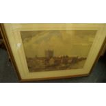 Percy des Carrieres Ballance, cathedral view, signed and dated '49, watercolour, 345 x 44.