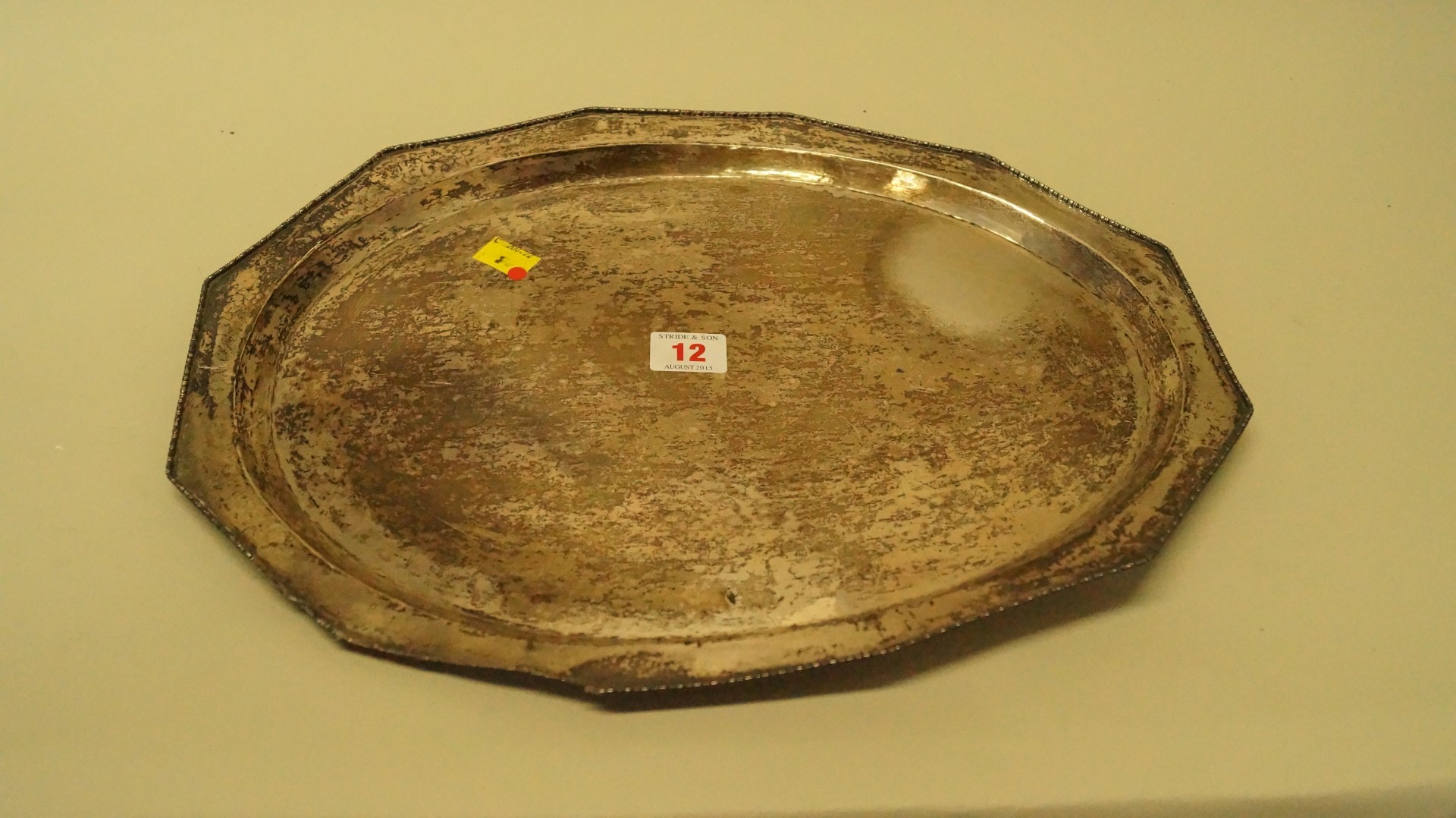 A German white metal tray, by Hestermann, Muenchen, stamped 800. Condition Report: This tray is in a