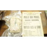 Three vintage public bar price notices; together with an aircraft album; banknotes etc.