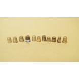 Eleven various silver thimbles,