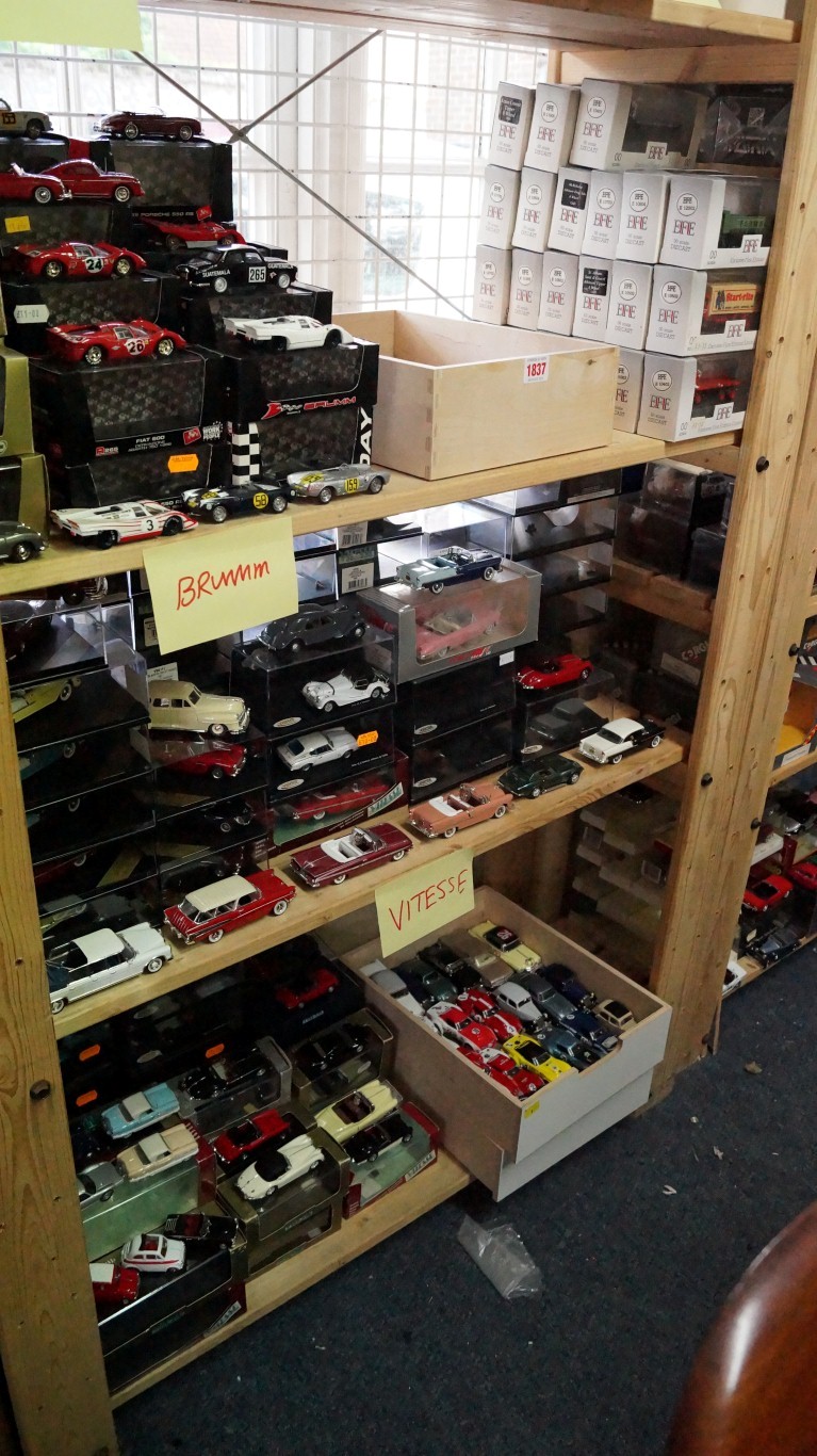 Model Cars: a quantity of Vitesse; Brumm; and EFE, mostly boxed, (three shelves).