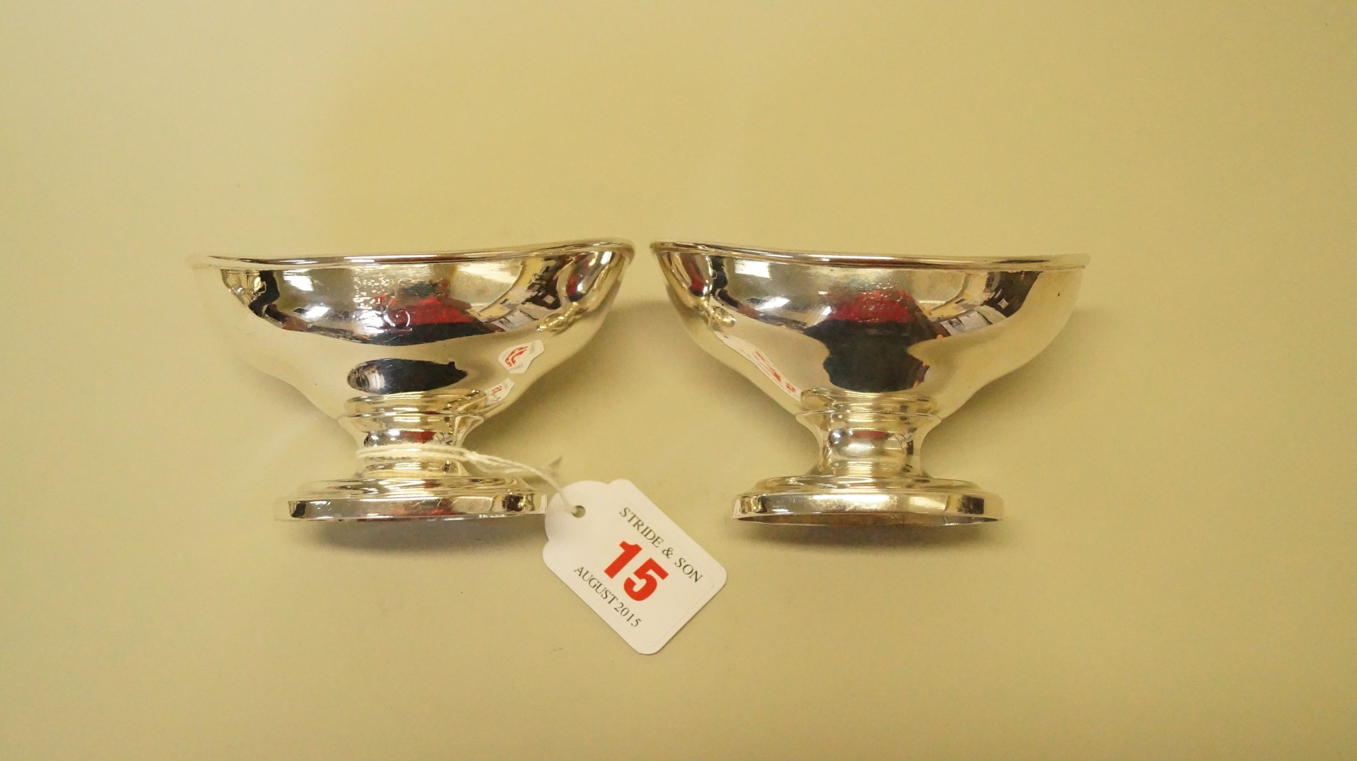 A pair of George III silver oval footed salts, possibly by Thomas Hemming, London 1784, gilt lined, - Image 3 of 4