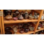 Studio Pottery: a collection of small vases and bowls, (one shelf).