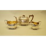 A George III silver three piece tea set, by William Bennett, London 1807,