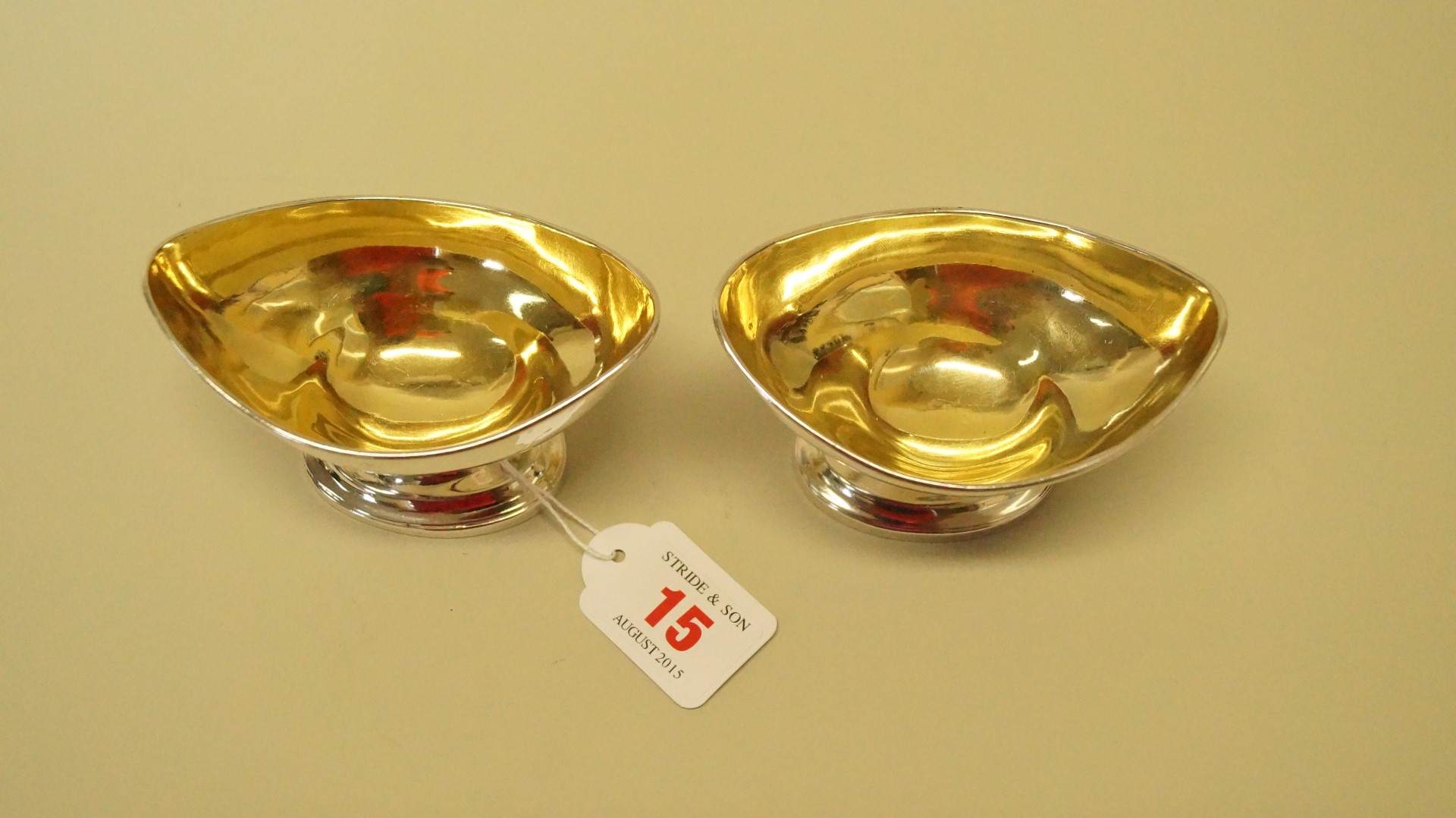 A pair of George III silver oval footed salts, possibly by Thomas Hemming, London 1784, gilt lined, - Image 2 of 4