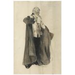 CARLOS VAZQUEZ (1869-1944) dibujo al carbón sobre papel. Med.: 65 x 55 cm. "Hombre con toga"