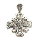 COLGANTE CRUZ MEJICANA DE PLATA Med. 4,5 x 3 cm. Peso. 11,6 gr. Precio Salida/Starting Price: €40