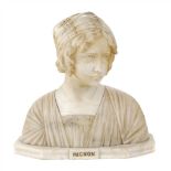 A. LESSI Busto femenino modernista en mármol. "Mignon". Altura 40 cms. Precio Salida/Starting Price: