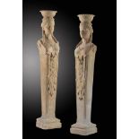 A pair of terracotta caryatids  Continental, 19th century  restored 172cm.; 67½ins high