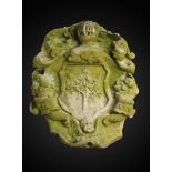 A rare carved stone armorial   probably Italian, 16th/17th century 76cm.; 30ins high