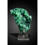 Minerals: A Malachite specimen  Congo on stand 30cm.; 11¾ins high