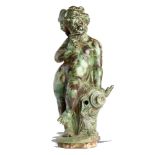 Garden Sculpture: A cast iron fountain figure of the young Pan  circa 1870 74cm.; 29ins high