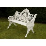 Garden Seat: A Coalbrookdale cast iron seat  late 19th century 122cm.;  48ins wide with diamond