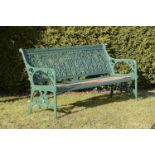 Garden Seat: A Coalbrookdale Water Plant pattern cast iron seat designed by Christopher Dresser