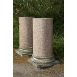 A pair of substantial carved granite and white marble pedestals    late 18th/early 19th century