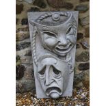 ▲ Charles Wheeler    Tragedy and Comedy  Portland stone keystone  Unique  77cm.; 30ins high by