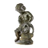 After Moreau: A bronze fountain figure of a putto representing Africa    late 20th century