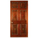 A pair of impressive Edwardian mahogany six panel doors    circa 1900  painted on one side with