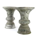 A pair of impressive Japanese bronze urns    Meiji period (1868-1912)  with zinc liners  102cm.;