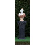 Garden Sculpture: A carved white and variegated marble bust of a classical maiden    last quarter