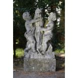 A carved limestone fountain group    Northern European, late 19th/early 20th century  with