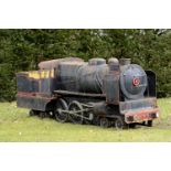 An unusual sheet and cast iron model of a locomotive    mid 20th century  211cm.; 83ins long