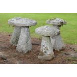 A harlequin set of four Cornish granite staddlestones    average height 71cm.; 28ins high