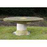 A carved oval limestone table    late 20th century  182cm.; 72ins long