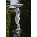 A Val d'Osne foundry cast iron bird bath     French, circa 1870  the cast iron figure of a putto