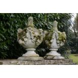 A pair of carved stone finials    circa 1900  76cm.; 30ins high