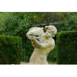 A composition stone triton fountain    20th century  100cm.; 39ins high