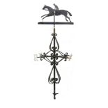 A Victorian wrought iron weathervane    late 19th century  surmounted by a horse and rider