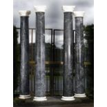 A set of four monumental Doric order Verdi Antico and white marble columns    late 19th century