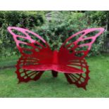 Garden Seat: Richard Cresswell    Butterfly Seat  Powder-coated steel  170cm.; 67ins high by 210cm.;