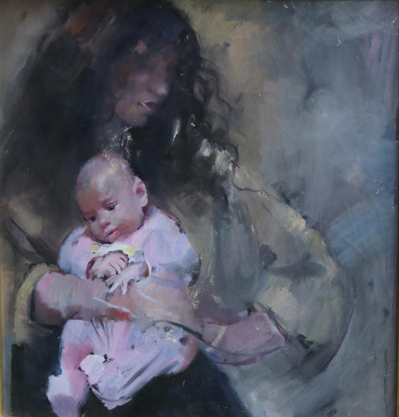 Robert Lenkiewicz  Thais and her Mother Inscribed on reverse - brief study 35min Oil on canvas