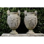 A pair of rare Austin and Seeley Townley composition stone vases  2nd half 19th century 99cm.; 39ins