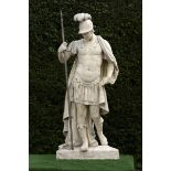 Garden Sculpture:A pair of monumental composition stone figures of Centurion soldiers  modern cast