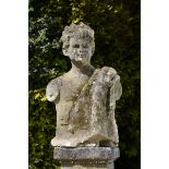Garden Sculpture:A substantial composition stone bust of a Baccante  French, 2nd half 19th century