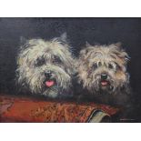 Robert Lenkiewicz  Cairn Terriers Oil on canvas 56cm.; 22ins by 72cm.; 28½ins Framed