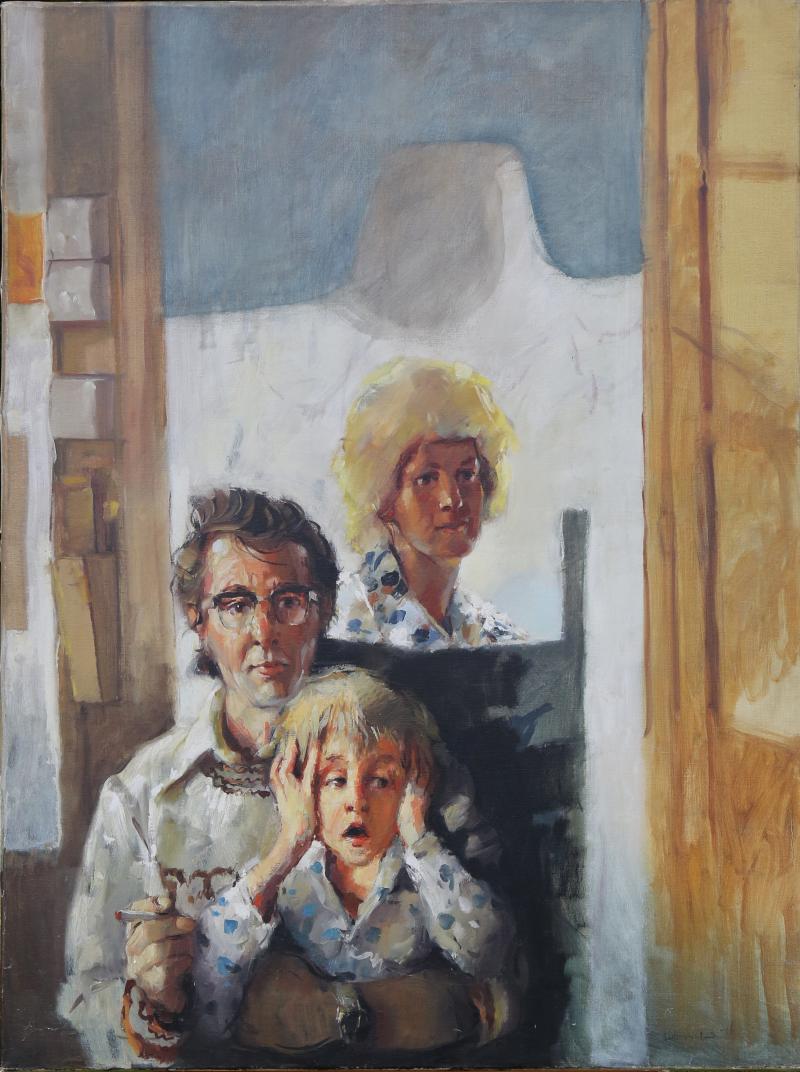 Robert Lenkiewicz  Dean Bawden and Parents 1976 Oil on canvas Unframed 122cm.; 48ins by 92cm.; 36¼