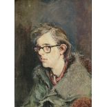 Robert Lenkiewicz  Portait of a young man with glasses Oil on board Unframed 65cm.; 25½ins by 48cm.;