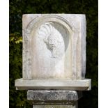 A Louis XVI carved marble wall fountain  mid 18th century mouth drilled for water 73cm.; 29ins