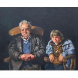 Robert Lenkiewicz  Mr Wilkinson and his son Nicki Titled on label on reverse Oil on canvas Framed
