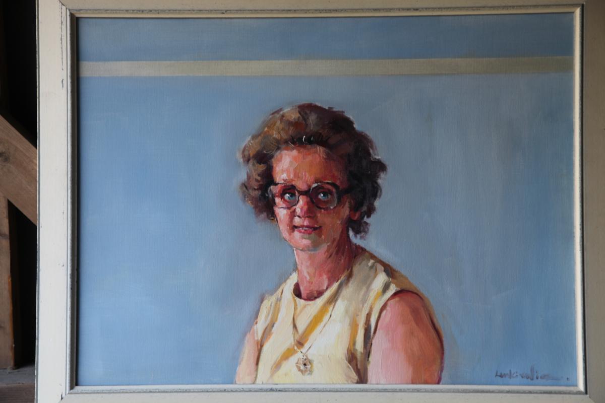 Robert Lenkiewicz  Mrs Irene Small of Plymouth Oil on canvas Framed 93cm.; 36½ins by 72½cm.; 28½ins