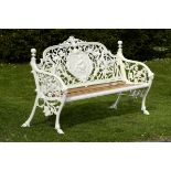 Garden Seat:A Coalbrookdale Medallion pattern cast iron seat  last quarter 19th century fully