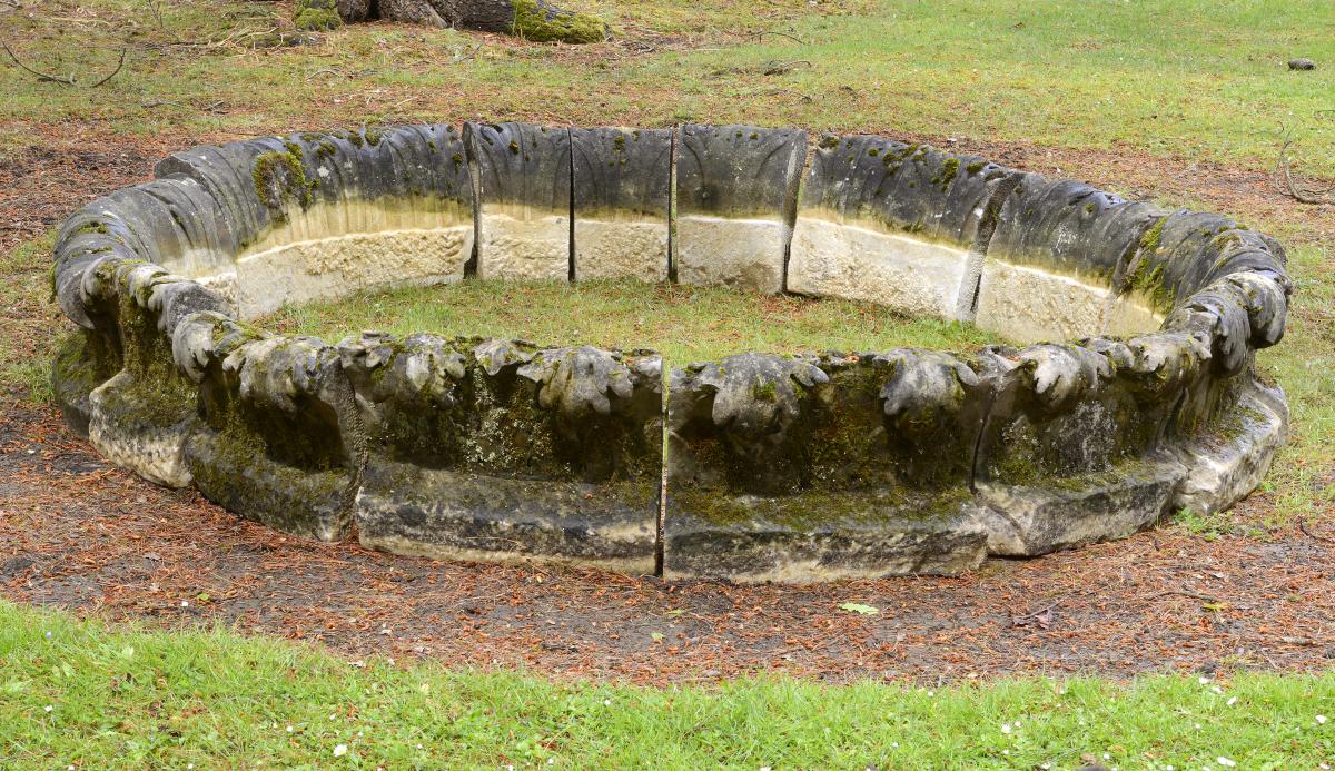 A rare and early carved white marble pool surround  17th century or earlier 38cm.; 15ins high by