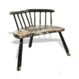 A very rare oak garden chair  18th/19th century retaining traces of original dark green paint