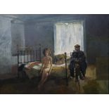 Robert Lenkiewicz  Francesca and Diogenes 1974 Oil on canvas Framed 76cm.; 30ins by 99cm.; 39ins