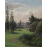 Georgina M de L'Aubiniere (British 1860-1920)  A Walk In The Garden Signed and dated 1895 Oil on