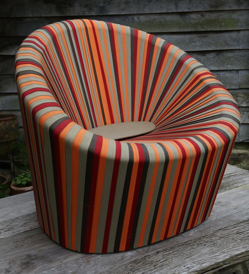 A canvas ribbon Strap Chair  82cm.; 32¼ins high by 92cm.; 36ins wide by 70cm.; 27½ins deep